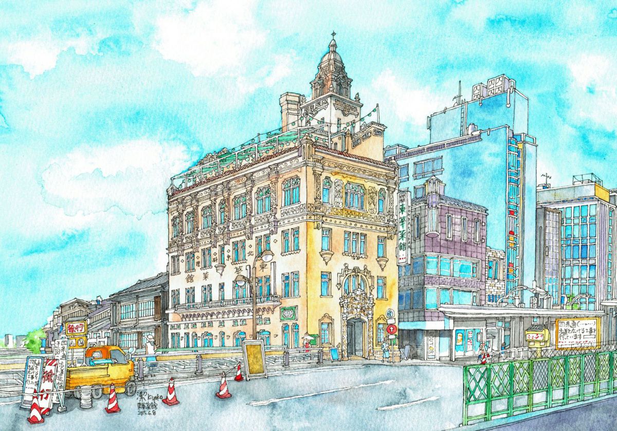 1200x839 toka saikan, shijo bridge, kyoto kiyoko yamaguchi artworks - Kyoto Drawing