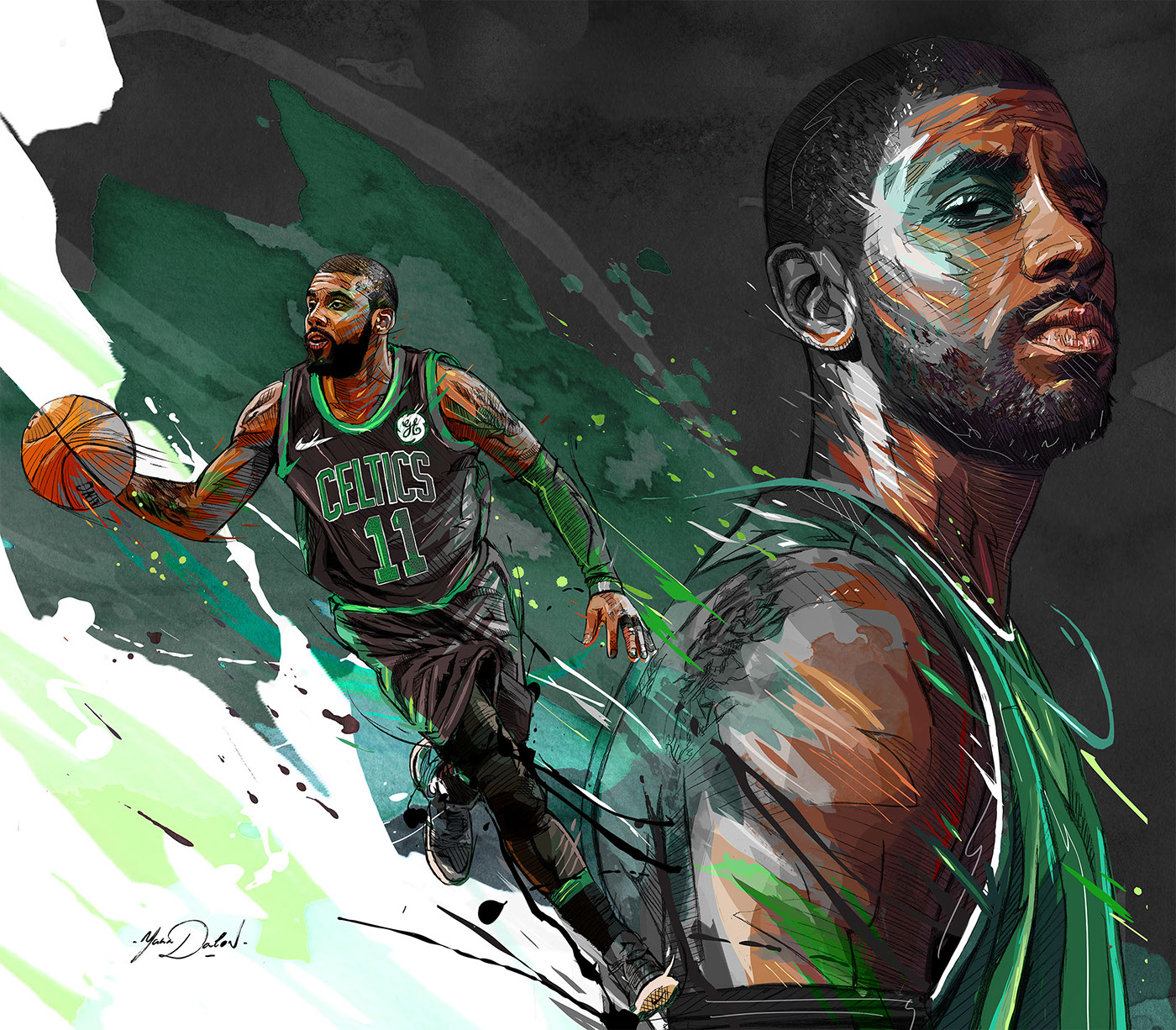 1400x1226 Nba Kyrie Irving On Behance - Kyrie Irving Drawing Pencil