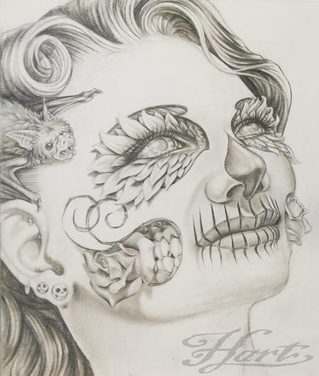 450x530 La Catrina Pencil Drawing Sketch - La Catrina Drawing