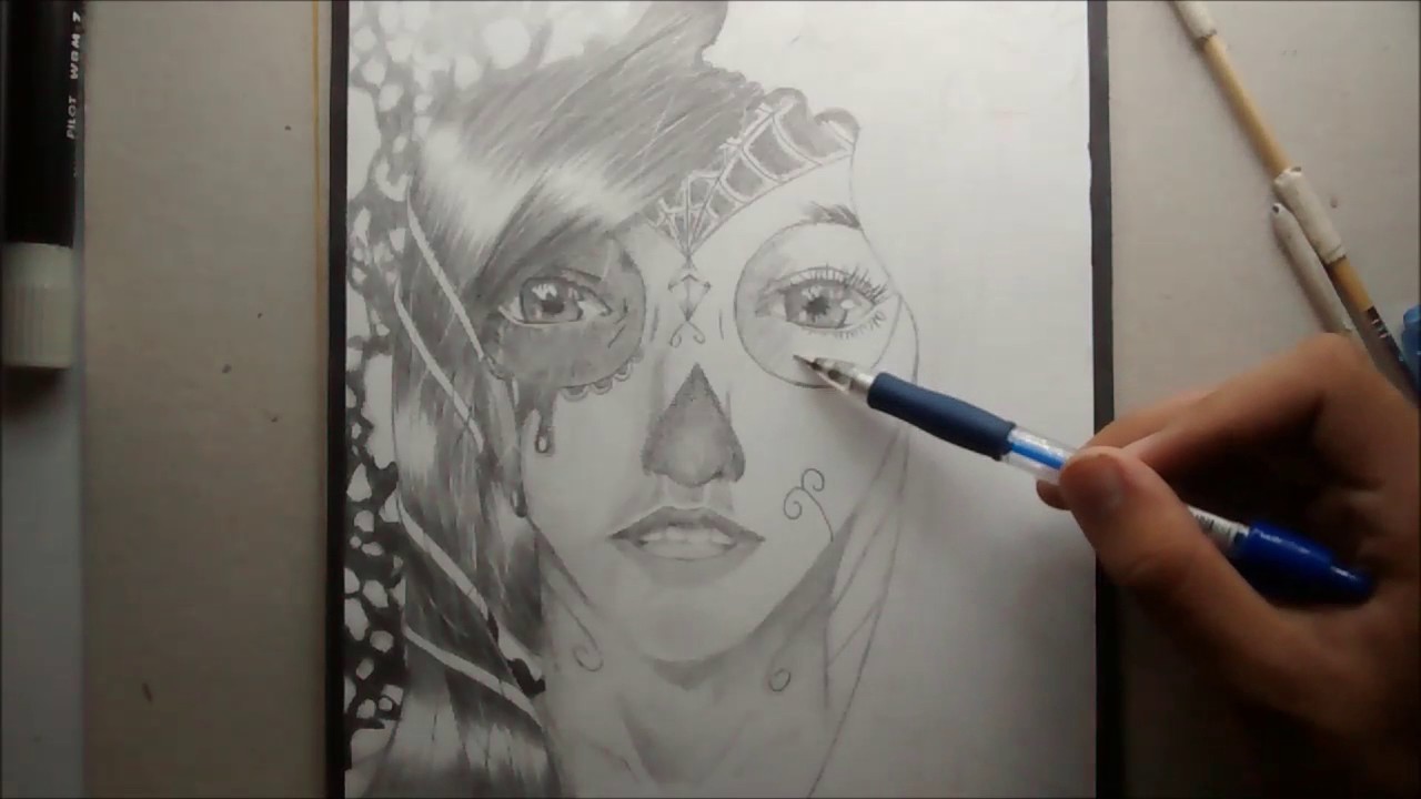 1280x720 Speed Drawing La Catrina - La Catrina Drawing