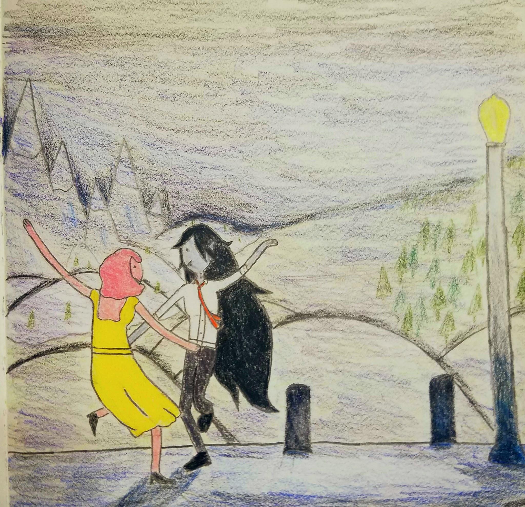 2048x1975 someone had the idea of a la la land scene with bubbline so here - La La Land Drawing