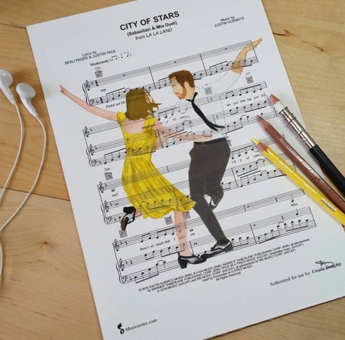500x492 art, drawing, la la land, m pencil on we heart it - La La Land Drawing