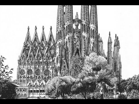 480x360 drawing la sagrada familia - La Sagrada Familia Drawing