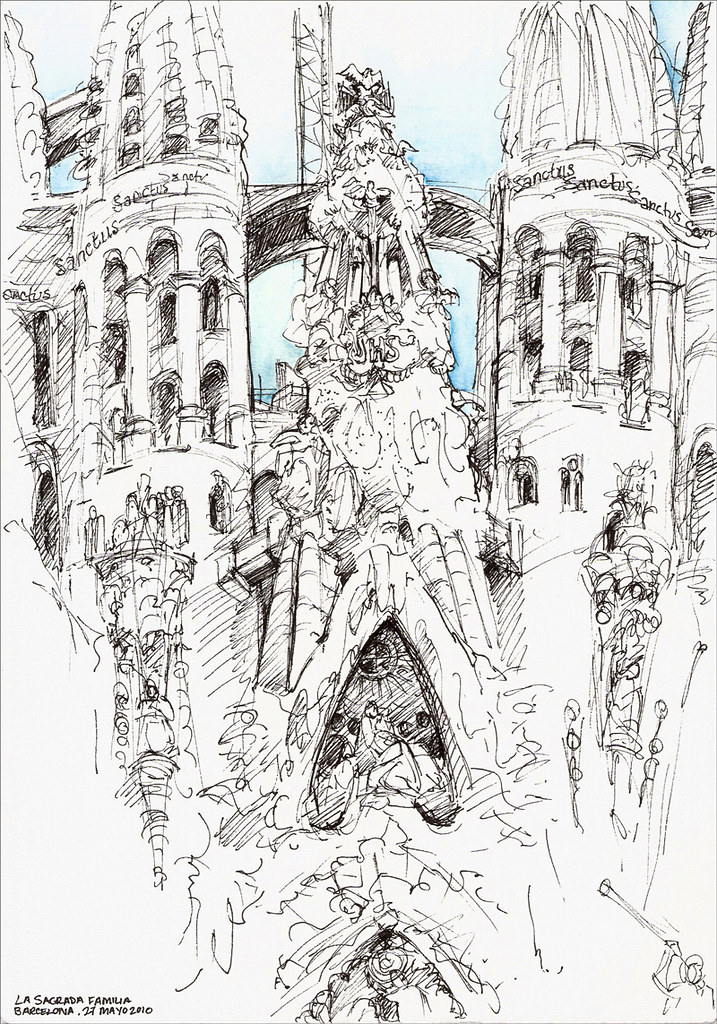 717x1024 la sagrada familia urban sketchers - La Sagrada Familia Drawing