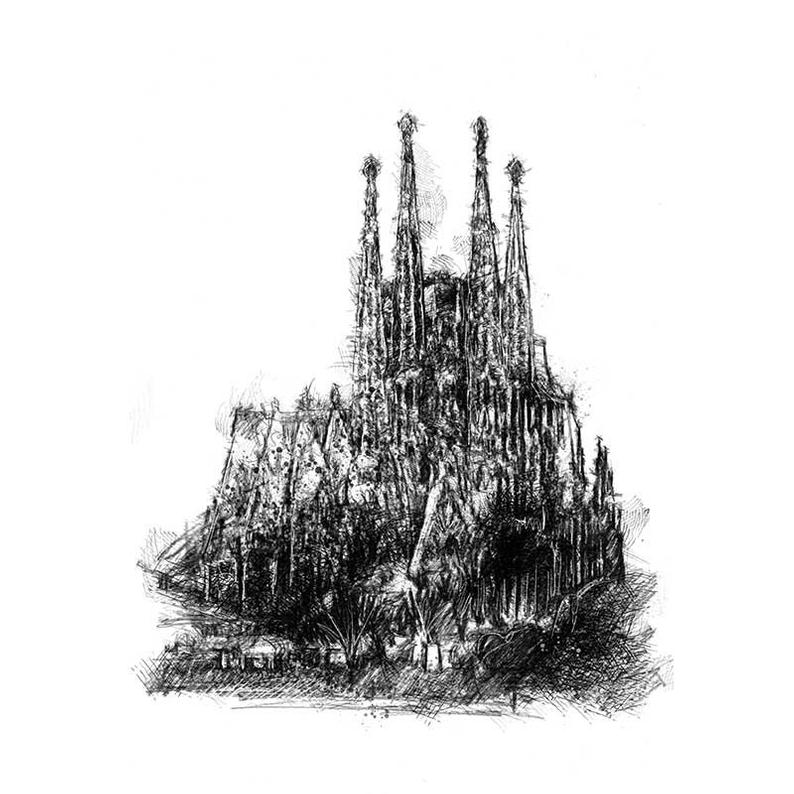 794x794 sagrada sketch limited edition fine art print from etsy - La Sagrada Familia Drawing