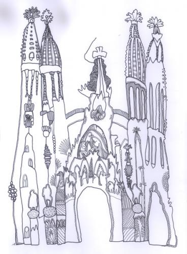 368x500 spain barcelona - La Sagrada Familia Drawing