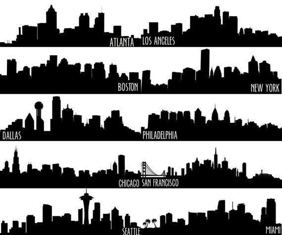 570x475 City Skyline Canvas Painting - La Skyline Drawing