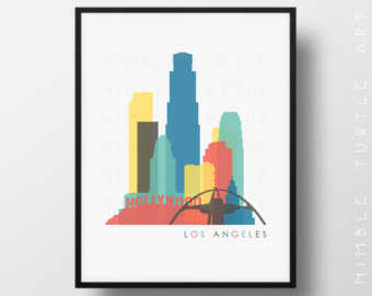 340x270 La Skyline Drawing Etsy - La Skyline Drawing
