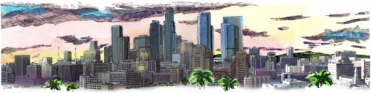 540x136 Los Angeles, Ca Skylines - La Skyline Drawing