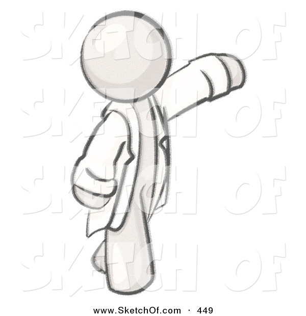 600x620 Drawing Of A Sketched Design Mascot Scientist Man, Veterinarian - Lab Coat Drawing