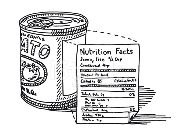 586x440 tomato soup can nutrition facts label drawing stock vector - Label Drawing