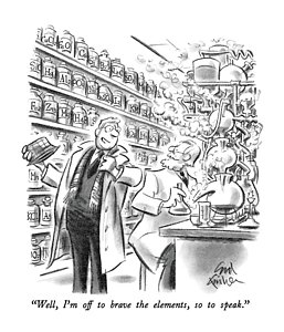 257x300 Well, I'm Off To Brave The Elements, So To Speak Drawing - Laboratory Drawing