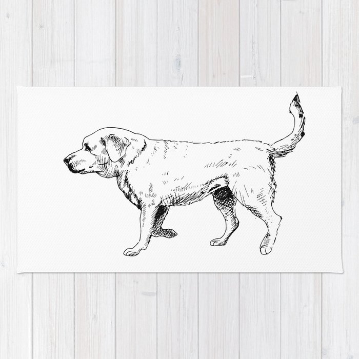 700x700 Labrador Retriever Ink Drawing Rug - Labrador Retriever Drawing