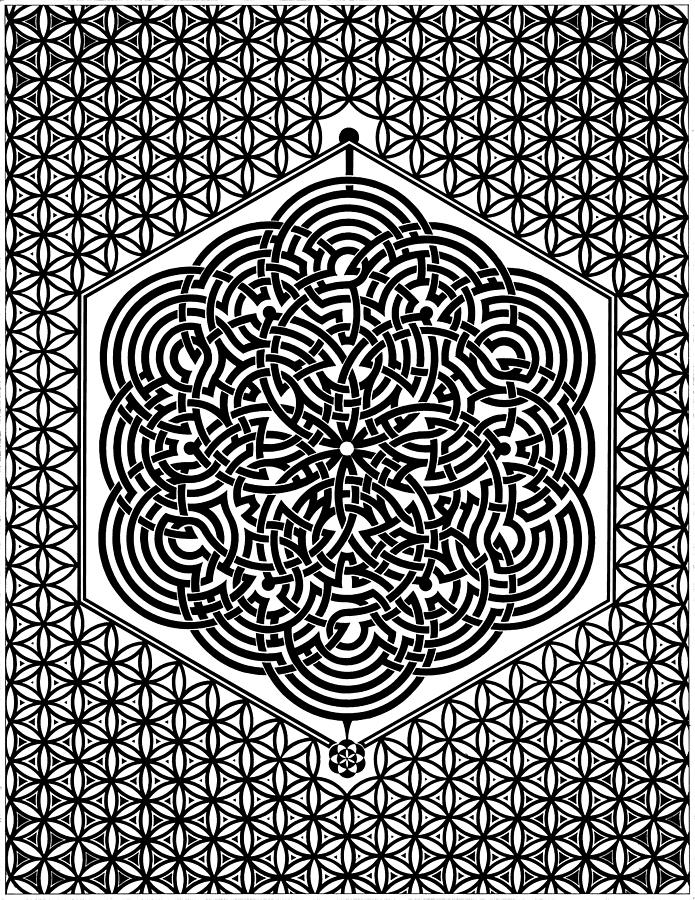 695x900 Flower Of Life Labyrinth Drawing - Labyrinth Drawing