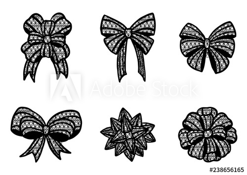 500x354 set of lace christmas bow silhouette on white background black - Lace Bow Drawing