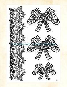 233x300 us seller lace bow tie large arm tattoo temporary party - Lace Bow Drawing