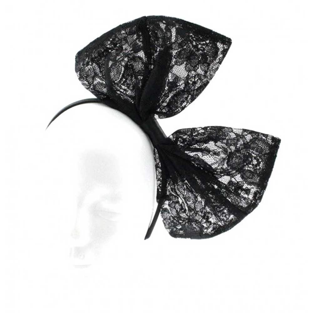 1000x1000 zac's alter ego big lace bow headband black - Lace Bow Drawing