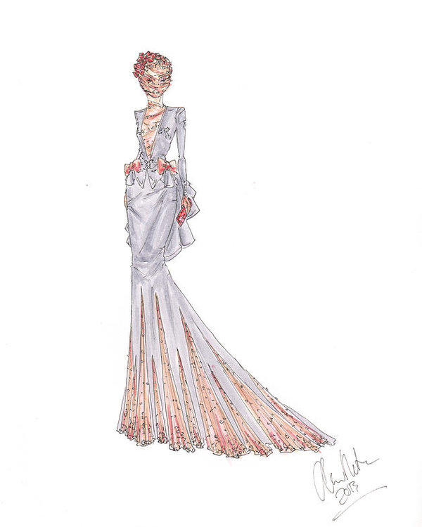 600x750 fashion illustration rose lace dress drawing poster - Lace Drawing