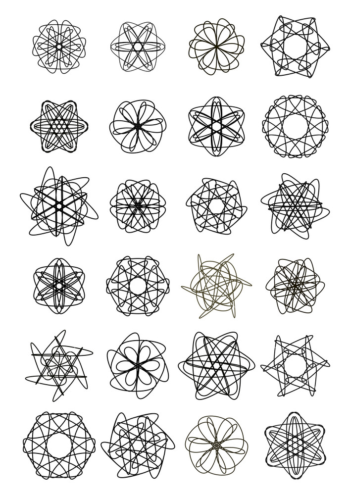 707x1000 mega set of small circle lace design elements, black drawing - Lace Drawing