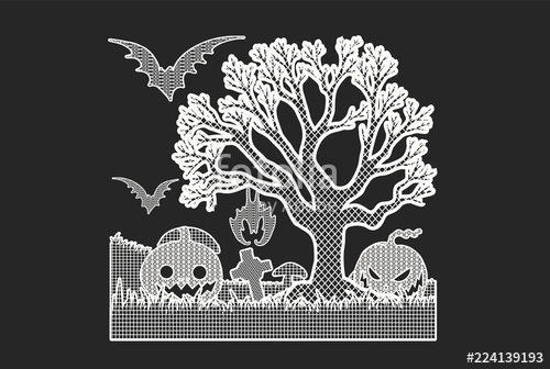 500x336 halloween pumpkin lace vector - Lace Line Drawing