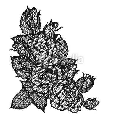 400x399 rose lace vector - Lace Line Drawing