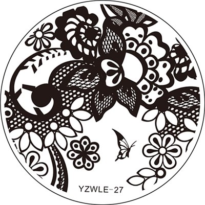 400x401 yzwle pc nail art stamp template lace arabesque flower design - Lace Line Drawing