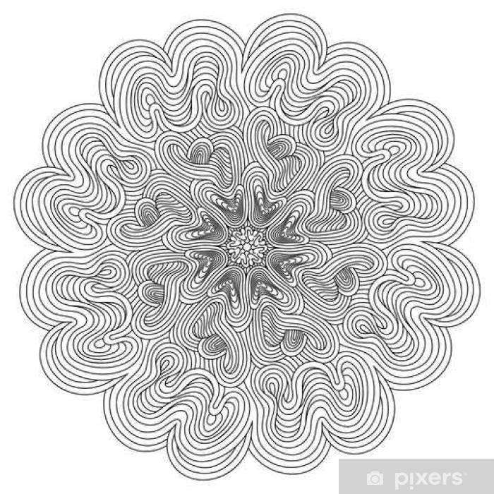 700x700 Decorative Mandala With Optical Illusion Lines Outline Drawing - Lace Pattern Drawing
