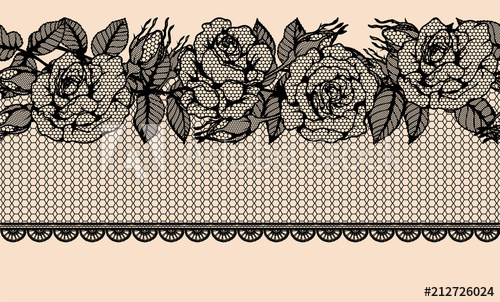 500x302 Rose Vector Lace Seamless Pattern - Lace Pattern Drawing