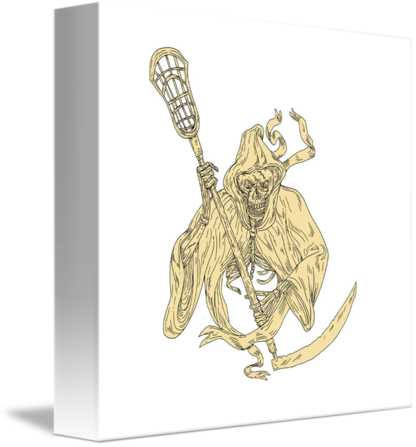 606x650 Grim Reaper Lacrosse Stick Drawing - Lacrosse Player Drawing