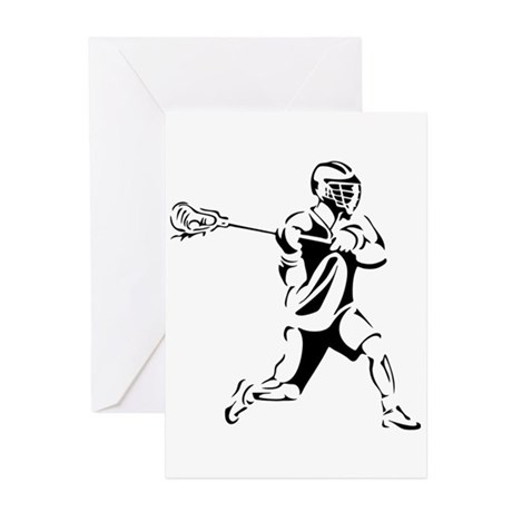460x460 Lacrosse Greeting Cards - Lacrosse Player Drawing
