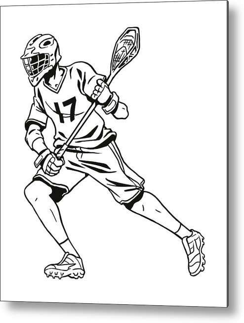 494x653 Lacrosse Player Metal Print - Lacrosse Player Drawing