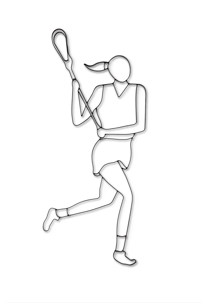 683x1024 Women's Lacrosse Player Metal Wall Decor And Wall Art Sculpture - Lacrosse Player Drawing