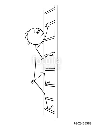 369x500 Cartoon Stick Man Drawing Conceptual Illustration Of Businessman - Ladder Drawing