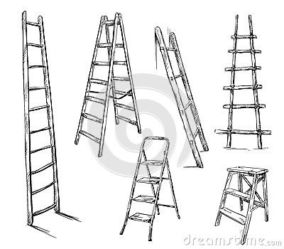 400x350 Ladders Drawing, Vector Illustration Twinkle Tatuajes - Ladder Drawing