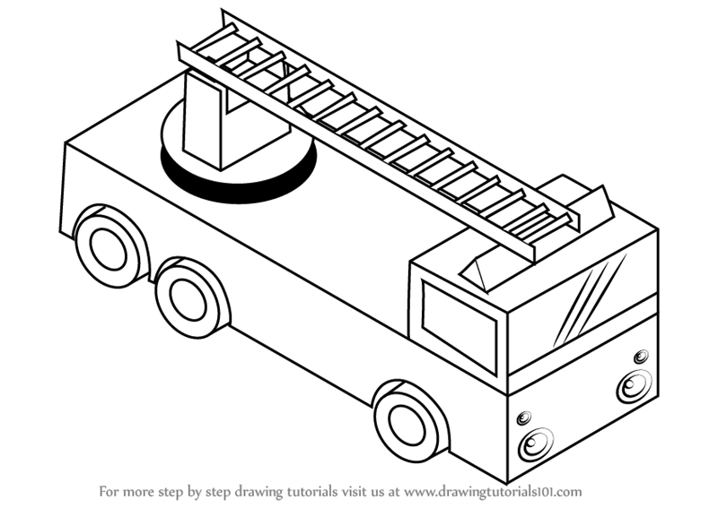 800x567 learn how to draw fire truck with ladder - Ladder Drawing