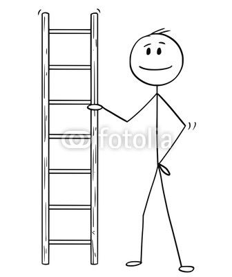 336x400 Cartoon Stick Drawing Conceptual Illustration Of Man - Ladder Drawing