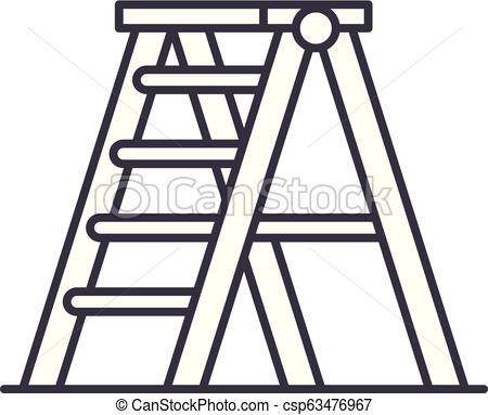 450x383 folding ladder line icon concept folding ladder vector linear - Ladder Line Drawing