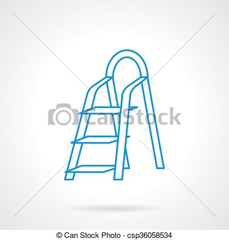 450x470 ladder flat blue line vector icon folding ladder equipment - Ladder Line Drawing