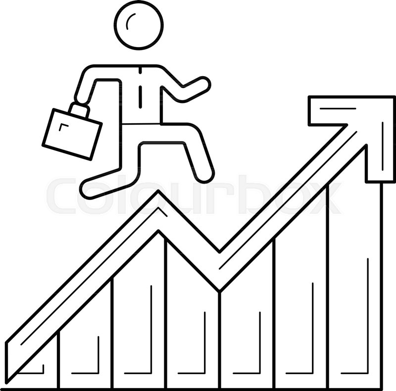 800x790 Man Employee Running Up The Career Stock Vector Colourbox - Ladder Line Drawing