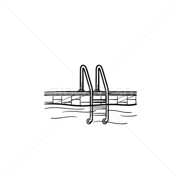 600x600 swimming pool ladder hand drawn outline doodle icon vector - Ladder Line Drawing