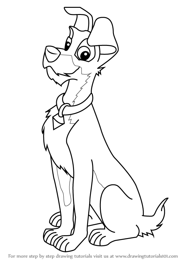 596x843 Learn How To Draw Tramp From Lady And The Tramp - Lady And The Tramp Drawing