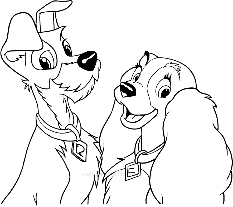 Drawing Lady And The Tramp Coloring Page - Lady And The Tramp...