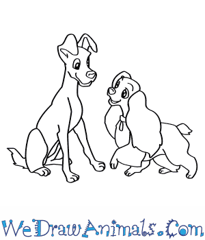 300x350 How To Draw Lady And The Tramp - Lady And The Tramp Drawing