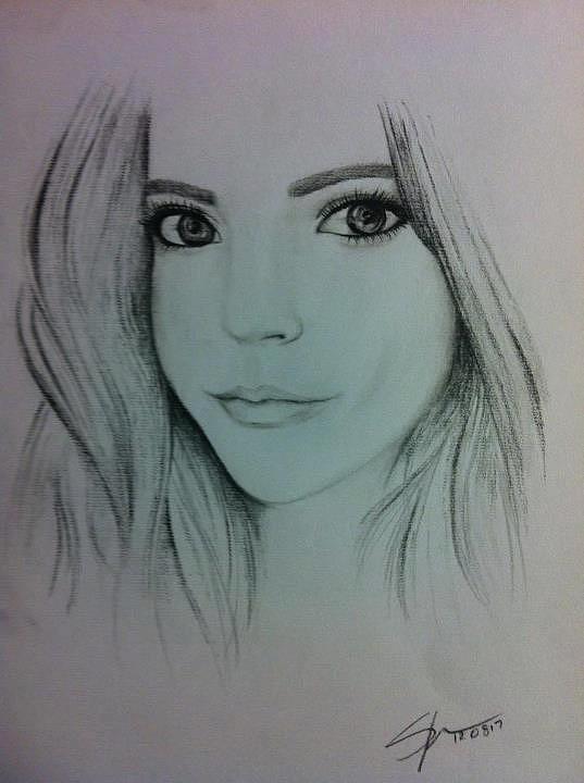 537x720 Young Lady Drawing - Lady Drawing