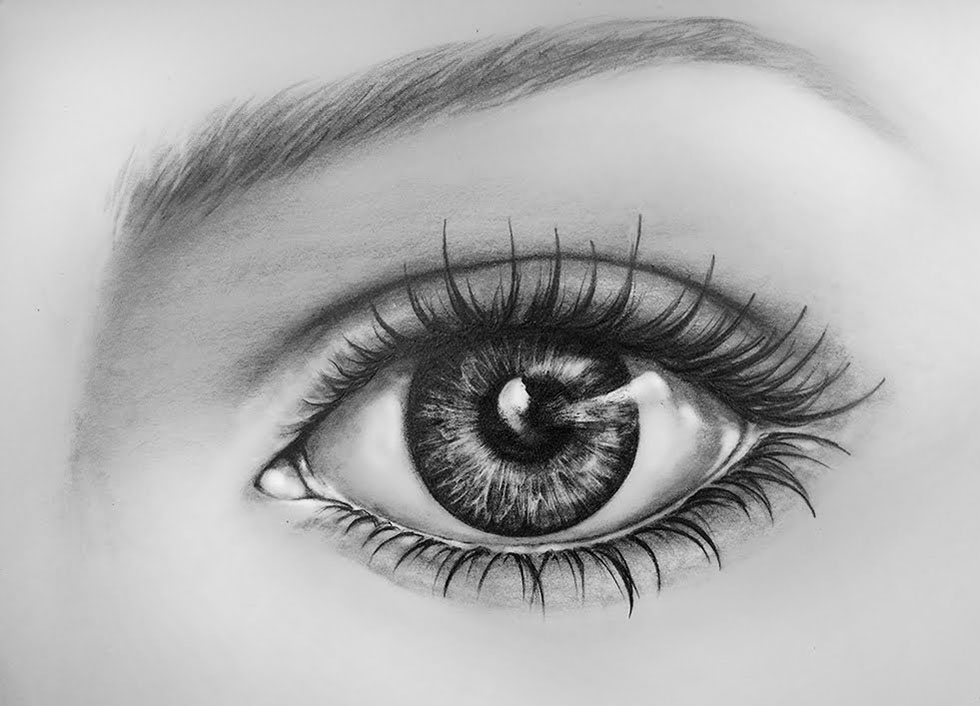 980x706 Lady Drawing Eyes - Lady Drawing