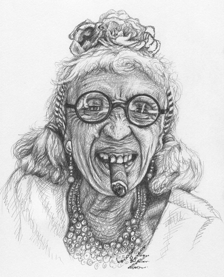 726x900 Cuban Lady Drawing - Lady Drawing