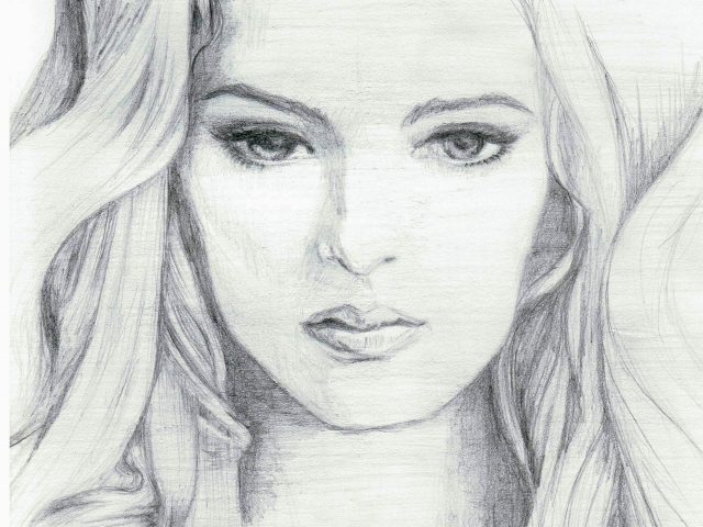640x480 Sketch Of Face Of A Lady - Lady Face Drawing