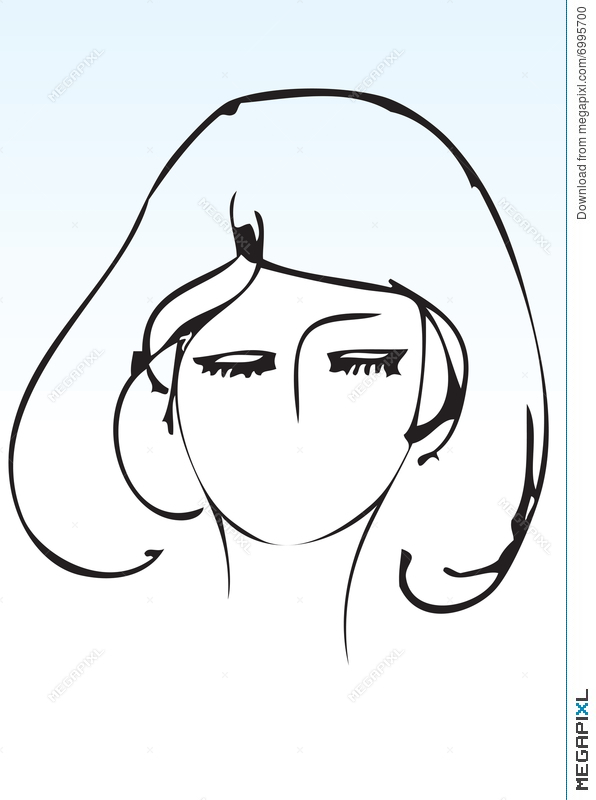 596x800 Hand Draw Lady Face Shape Illustration - Lady Face Drawing