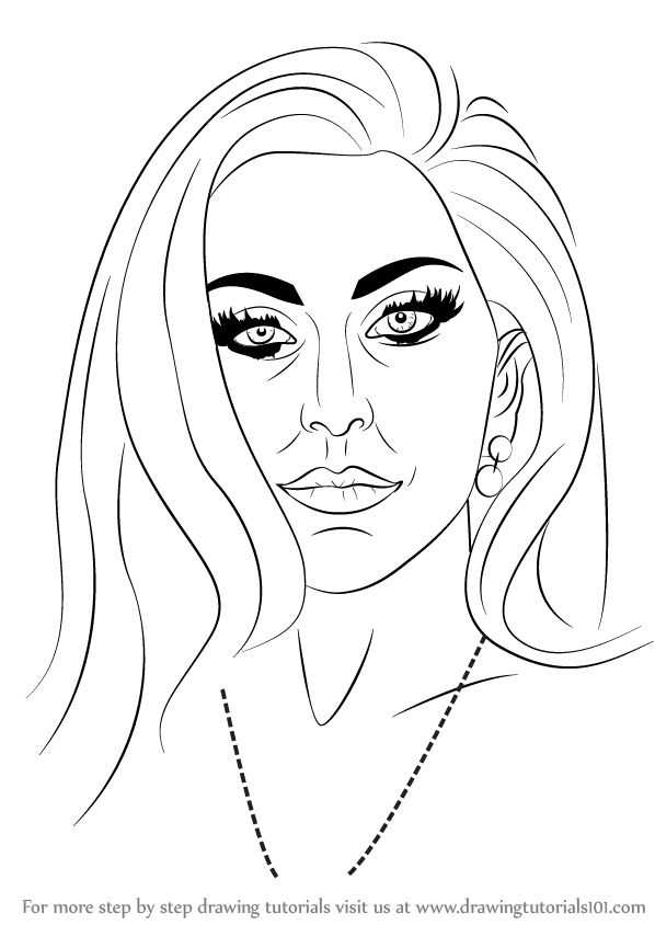 598x844 Learn How To Draw Lady Gaga - Lady Gaga Drawing