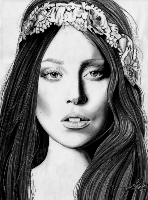 519x700 Portrait Of Lady Gaga - Lady Gaga Drawing